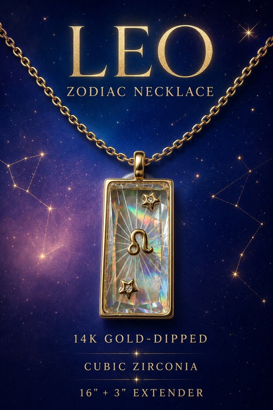 Title: Leo Zodiac Necklace 14K Gold-Dipped Cubic Zirconia Celestial Necklace - Picture 1 of 3